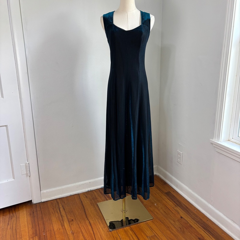Formal‎ 90s Y2K Mesh Evening Dress Prom Iridescent Grunge Dark Romance Women S/M - Picture 2 of 16